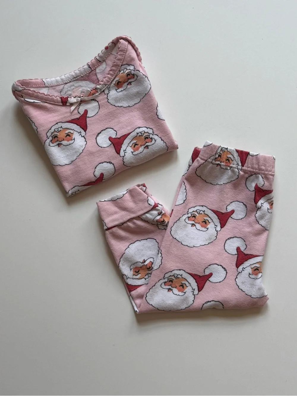 Pink Chicken Baby Girl Pink Santa Print Pajama Set - Size 6/12M